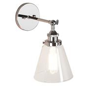 AAOTE Applique Murale Industrielle Vintage en Verre Loft Bar Cuisine Îlot Applique Murale Couloir Luminaires Luminaire avec Abat-Jour Cône en Verre Clair de 6,4 Pouces (Brossé)