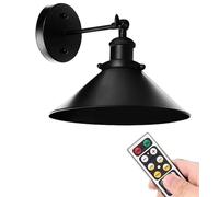 AAOTE Applique Murale LED Industrielle Noire à Piles sans Fil avec télécommande, Applique Murale sans Fil décoration Murale rétro Art Photo éclairage pour Chambre Commode Salle de Bain loft Salon
