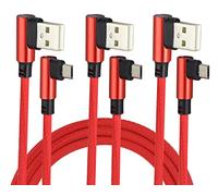 AAOTOKK(1Mètre/3Pied Câble Micro USB à 90 Degrés USB 2.0 A Angle Droit Câble de Synchronisation et de Charge Rapide Mâle à Micro Mâle Pour Android,Smartphones et Plus (Rouge/3Pack)