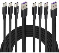 AAOTOKK 2-Pack/4Pied 3 en 1 Multi Type C Charge 2A Split USB C Chargeur,Câble en Nylon USB a Mâle à 3 Ports USB C Mâle,Compatible avec iPad Pro/air,Samsung S23 Android(Noir 3-Type C)