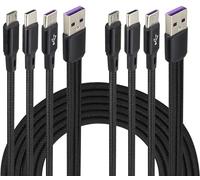 AAOTOKK 2-Pack/4Pied 3 en 1 USB 2.0 à Double Type C+Câble de Charge Micro USB Compatible avec Téléphones Portables et Tablettes (Noir-2Type C+1Micron)