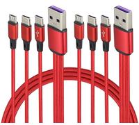 AAOTOKK 2-Pack/4Pied 3 en 1 USB 2.0 a Splitter Cable USB a 2.0 Mâle à Double Mâle de Type C+Câble de Charge Mâle Micro USB Compatible avec les Téléphones portables et Tablettes (Rouge-2Type C+1Micron)