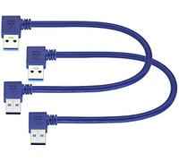 AAOTOKK 2 Pack 90 Degree Left & Right Angle USB 3.0 A Male to USB Male Charging Data Transfer USB Cable for Hard Drive,Printers,Laptops,Keyboard,More USB A Devices(0.3M/1Pied-Blue)