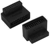 AAOTOKK 2-Pack 90 Degrés USB 3.0 Prise de Panneau Avant,Adaptateur D'expansion Mâle et Femelle à 19/20 Broche,Adaptée aux Cartes Mères internes D'ordinateurs de Bureau (Vers Le Bas/PH19B)