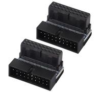 AAOTOKK 2-Pack Angle Droit USB 3.0 20 Broches Mâle Femelle Adaptateur D'extension,90 Degrés Angle Droit USB 3.0 19 Broches Bureau Carte mère Connecteur Interne.(vers Le Bas/Noir-20Pin)