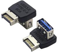 AAOTOKK 2 Pack USB Type E Mâle à USB a 3.0 Femelle 90 Degrés Angle En Haut Adaptateur Convertisseur,Carte d'Extension d'Interface de Connecteur Pour le Panneau Avant de Carte Mère(Coin En Haut/PH741A)