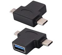 AAOTOKK 2en1 Micro USB 3.0 et Adaptateur OTG de Type C 2.0, USB 3.0 A Femelle vers Micro USB & Type C 2.0 Mâle Convertisseur pour Smartphones Android,Flash,Lecteur,Souris,Clavier,Etc.(2 Pack)
