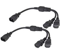 AAOTOKK(2Pack) C13 Y Splitter Plug to C14 AC Adaptateur Rallonge Double IEC 320 C14 à IEC 320 C13 Ordinateur Cordon de Prise de Courant pour LED HDTV Affichage et Scanner(0,4m/1,3Pied)(C14 à 2xC13)