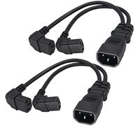AAOTOKK(2Pack)C14 à 90 Degrés Double C13 Y Split Communiquer Converter Câbles,18AWG IEC 320 Mâle 3Pôles à 2xFiche Femelle 3Pôles,Pour Téléviseurs LED angle Droit C13 à C14(0.3m/1Pied)(90 Degrés 2xC13)