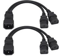 AAOTOKK(2Pack)IEC 320 C14 à 2xC13 Y Splitter AC plug Rallonge,10A 125A Double C13 à C14 type PDU Ordinateur AC câble D'alimentation pour Ordinateur LED HDTV Moniteur et Scanner(0.3m/1Pied)(C14 à2xC13)