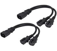 AAOTOKK(2Pack) IEC 320 C14 à 2xC15 Y Splitter Power Plug Rallonge C15 Femelle à C14 Mâle PDU Câble d'alimentation pour Ordinateur pour Ordinateur HDTV Moniteur et Scanner(0.3M/1Pied)(C14 à 2xC15)