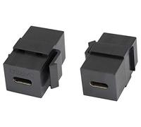 AAOTOKK 3.1 USB C Jack Keystone Adaptateur Type C USB 3.1 Femelle à Femelle Keystone Insert Coupleur Adaptateur pour Plaque Murale Panneau de Sortie(Noir/2 Pack)