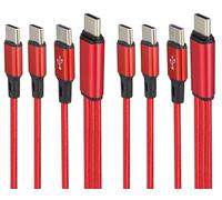 AAOTOKK 4-Pied USB C Mâle à 3Type C Mâle Nylon Tressé Multi Port 3 en 1 câble de Charge avec Sortie USB C Max Jusqu'à 2A.Compatible avec Les Téléphones Mobiles/Android,Samsung,etc.(2Pack/Rouge)