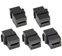 AAOTOKK 4K HDMI Keystone Connecteur, Plaqué Or HDMI Femelle vers Femelle Keystone Insert Jack 3D 4K 60Hz Adaptateur pour Plaque Murale Panneau Audio Video (Noir/5 Pack)
