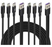 AAOTOKK 4Pied/2Pack 3 en 1 USB 2.0 a Mâle à 3 Micro USB Mâle Nylon Tressé Câble,Compatible avec Téléphones Téléphone Android Périphériques D'interface USB de Type C/Micro(Noir-1Type C+2Micro)