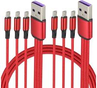 AAOTOKK 4Pied/2Packs Micro USB Multi Charge Câble de Charge Rapide 3 en 1 2A USB 2.0 A Mâle à trois Micro USB Mâle y Split Pour Smartphones et tout Périphérique Alimenté par Micro USB(Rouge-3 Micro)