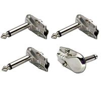 AAOTOKK 90 Degrés 6,35 mm Adaptateur Métal Angle Droit 6,35 mm 1/4 Pouce TS Mono Mâle Plat Style Pancake Microphone Connecteurs Pour Haut Parleur Câble Patch Guitare. (4 Pack/2 Pôles)