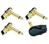 AAOTOKK 90 Degrés 6,35 mm Adaptateur Plaqué or à Angle Droit 6,35 mm 1/4 Pouces TS Mono Mâle Plat Pancake Connecteurs Adaptateur pour Haut Parleur Câble de Raccordement Guitare. (4 Pack)