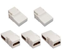 AAOTOKK 90 Degrés HDMI Adaptateur,90 Degrés Plaqué HDMI Femelle à Femelle Keystone pour Full HD 1080p,Adaptateur Couplage 3D 60 Hz & Panneau Prise Plaque Murale Montage Boucle(Blanc/5Pack)