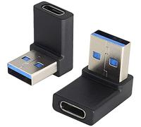 AAOTOKK Adaptateur à Angle Droit 90 Degrés USB 3.0 A Mâle vers USB Type C Femelle(OTG) pour PC,Ordinateur Portable,Banque d'alimentation,Autres Appareils USB et Type C 2Pack (UP-Black)