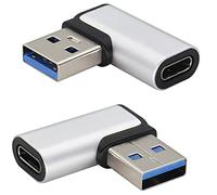 AAOTOKK Adaptateur à Angle Droit 90 Degrés USB 3.0 A Mâle vers USB Type C Femelle(OTG) pour PC,Ordinateur Portable,Banque d'alimentation,Autres Appareils USB et Type C 2Pack (Right-Silver)
