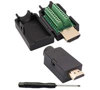 AAOTOKK Adaptateur de Bornier à vis HDMI Plaqué Or HDMI Mâle à 20 Broches/Voie Femelle Module de Signal de Connecteur Carte Sortie Borne sans Soudure avec Boîtier (2Pcak/Mâle)
