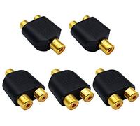 AAOTOKK Adaptateur de Séparateur Y RCA, Plaqué Or 1 RCA Femelle à 2 RCA Femelle Jack Adaptateurs de Répartiteur Y Audio Vidéo Connecteur pour Audio Vidéo AV Convertisseur de Câble TV (5 Pack F/F)