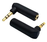 AAOTOKK Adaptateur Jack 3,5 mm 90 Degrés à Angle Droit 3 Pôles 3,5 mm TRS Audio Stéréo Mâle à Femelle Adaptateur Extension de Connecteur (2 Pack/3 Pole)