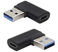 AAOTOKK Adaptateur USB C Femelle vers USB 3.0 Mâle à Angle Droit USB Type C vers USB 3.0 A à 90 Degrés pour PC,Ordinateur Portable,Banque d'alimentation,Chargeur D'appareils USB&Type C(2Pack-Noir)
