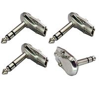 AAOTOKK Angle Droit Adaptateur Métal 90 Degrés 3Pôles 6,35 mm 1/4''Mâle Stéréo TRS Plat Pancake Style Prises Microphone Connecteurs Pour Haut Parleur Câble Raccordement Guitare(4Pack/3Pôles)