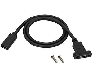 AAOTOKK Câble à vis de Montage sur Panneau Femelle USB C 3.1 4K et 60Hz 10Gbit/s,Prise en Charge de Charge,des Données,de Audio,du câble vidéo Compatible avec Samsung,MacBook(0.6M/2Pied)