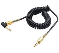 AAOTOKK Câble Enroulé 3,5 mm Câble 90 Degrés Angle Droit 3 Pôles 3,5 mm Mâle à 3,5 mm Mâle TRS Jack Câble Audio Stéréo pour Tous Les Smartphones, Tablettes Et Lecteurs MP3 Compatibles 3,5 Mm (1,5 M)