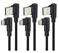 AAOTOKK Câble Micro Angle Droit de 90 Degrés USB 2.0 A Mâle vers 2.0 USB Micro Mâle Haute Vitesse Charge Rapide pour Samsung Galaxy S7 Edge/S7/S6,LG,Power Bank Smartphones,etc.(Noir/3Pièce)