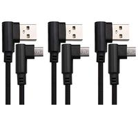 AAOTOKK Câble Micro USB à 90 Degrés à Angle Droit USB 2.0 Micro Mâle Tressé en Nylon Rapide et Cordon de Charge Compatible Avec Android,Samsung,LG,Huawei,Smartphones et Plus(Noir/3-Pack-1Mètre)