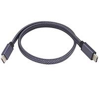 AAOTOKK Câble tressé plat court USB C vers USB C 3.1 Gen 2 10 Gbit/s Câble d'extension mâle vers mâle Charge rapide Compatible pour Google Pixel 4 3 XL,Samsung Galaxy Note 10,MacBook(0,5 M-M/M)
