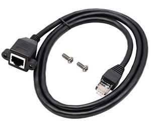 AAOTOKK Cat 6 Ethernet Réseau Câble, RJ45 Mâle à Femelle Connecteur Réseau Ethernet Blindé Vis Extension Câble Montage sur Panneau pour Routeur, Modem,TV Box Consoles (1M / 3ft)