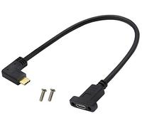 AAOTOKK Coin Supérieur et inférieur Gen 2 (3A) 90 Degrés USB Type C 3.1 Mâle à Femelle Câble à vis de Montage sur Panneau,Ordinateur Portable,Chargement Portable,Données,Audio, Vidéo (0.3M/1Pied)