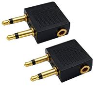 AAOTOKK Dual 3,5 mm (1/8 ") mâle à 3,5 mm Femelle AUX Audio Jack Adapter Converter pour l'utilisation d'un Casque sur Un vol en Avion (2 Pack)