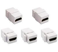 AAOTOKK HDMI 4K Keystone Connecteur, Plaqué Or Femelle vers Femelle HDMI Keystone Insert Jack 3D 4K 60 Hz Adaptateur pour Plaque Murale Panneau Audio Video (Blanc/5 Pack)