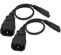 AAOTOKK Lot de 2 adaptateurs d'alimentation 10 A 125 V IEC 3 pôles mâle vers 2 pôles femelle Figure 8, convertisseur C7 vers C14 AC polarisé pour TV LED, etc. (0,3 m)