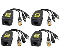 AAOTOKK Passive Video/Audio Power Balun RJ45 to BNC Network Transceiver HD-CVI/TVI/AHD/CVBS with DC Jack for 720-1080P 3MP 4MP 5MP 8MP Full HD CCTV Security DVR Surveillance Camera System(19cm/2Pairs)