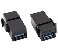 AAOTOKK USB 3.0 A Keystone Adaptateur Femelle à Femelle USB 3.0 A Keystone Jack Insert Socket Connecteur Adaptateur pour Plaque Murale Panneau de Sortie(Black/2 Pack)