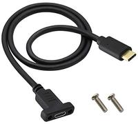 AAOTOKK USB Type C Mâle vers USB C Femelle Câble Adaptateur à Montage Panneau Gen2 10Gbit/s,Prend en charge Chargement,Données,Audio,câble Vidéo pour Ordinateur Portable,Tablette,Téléphone(0.6M/2Pied)