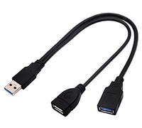 AAOTOKK Y Répartiteur Câble USB 3.0 A Mâle vers Double USB 3.0 A Femelle +USB 2.0 A Femelle Charge Supplémentaire et Transfert Données Double USB Y Répartiteur Câble(30cm/12 Pouces-M/Dual F)
