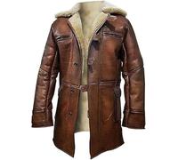 AAOutfitz Manteau Bane | Tom Hardy Manteau en fourrure Trench en cuir Dark Knight Rises Manteau Bane Veste, 4XL