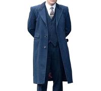 AAOutfitz Peaky Blinders Trench à col en velours, Bleu - Laine, M