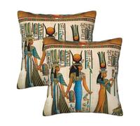 AAPIKA Lot de 2 taies d'oreiller carrées imprimées « Women in Ancient Egypt » - 40 x 40 cm