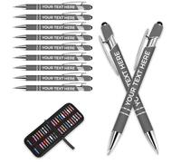 Aappping Stylo Personnalisé Gravure Laser Stylo Bille Avec Prenom,Lot De Personnalisable,Cadeau Personnalisé Femme Homme(gris foncé,10 stylos)