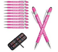 Aappping Stylo Personnalisé Gravure Laser Stylo Bille Avec Prenom,Lot De Personnalisable,Cadeau Personnalisé Femme Homme(rose vif,10 stylos)