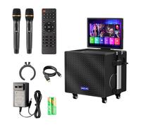 AAPXXINI Projecteur de karaoké mobile en plein air avec microphone - Connectivité USB Bluetooth - Noir - Style classique - Voix AI à la demande, effets sonores de célébrités Internet